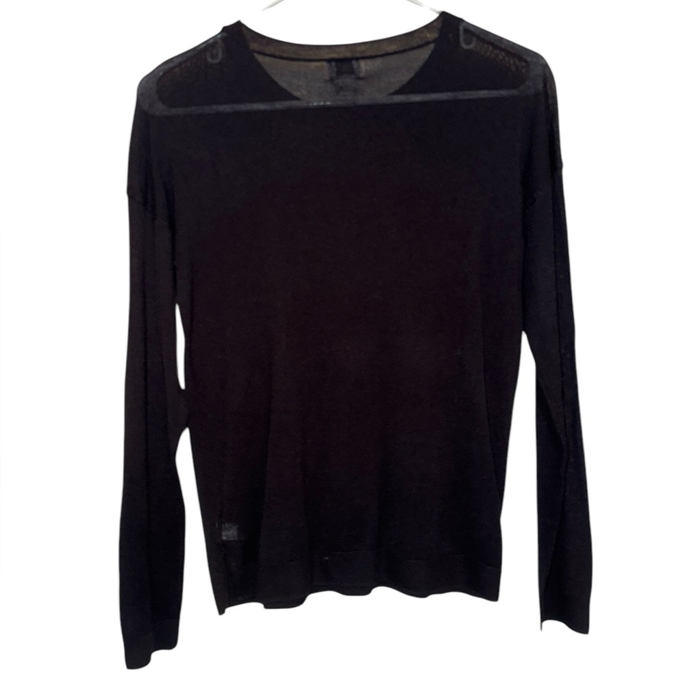 Women’s—A New Day Black Long Sleeve Round Neck Semi Sheer Shirt. Size X-Small. - Picture 5 of 8